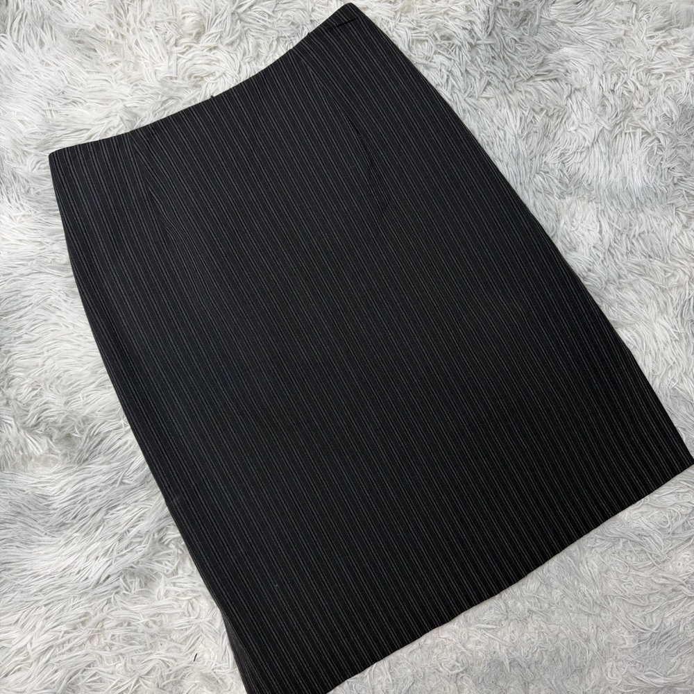 Theory Black Pinstripe Pencil Skirt